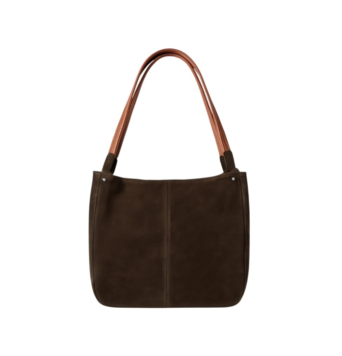 SHOPPER BAG SUEDE BROWN aus Veloursleder mit viel Stauraum und Kurzgriffen